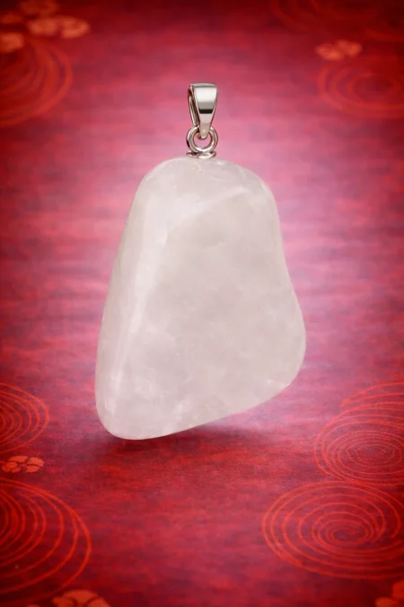 Colgante rodado de cuarzo lechoso