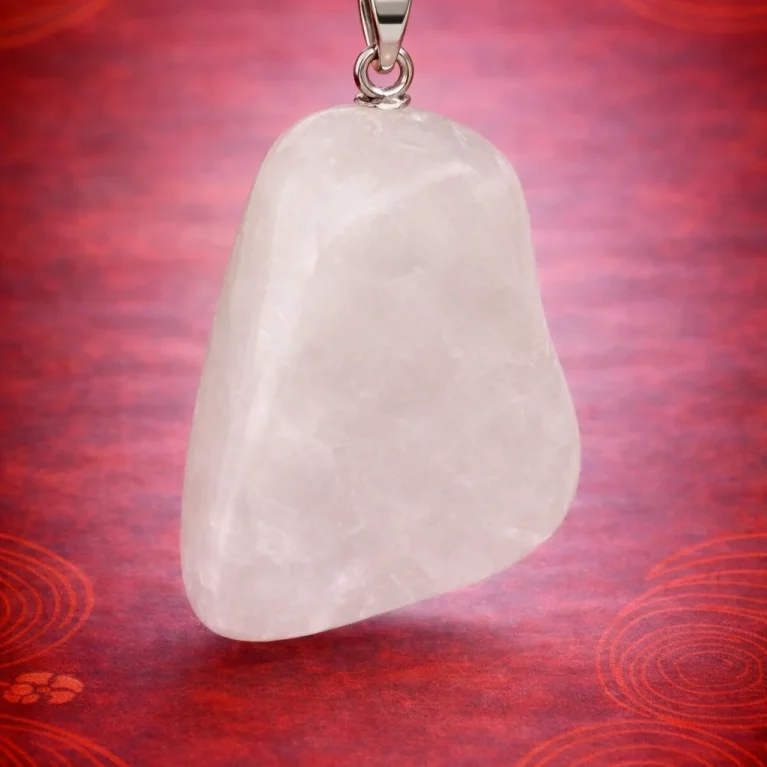 Colgante rodado de cuarzo lechoso