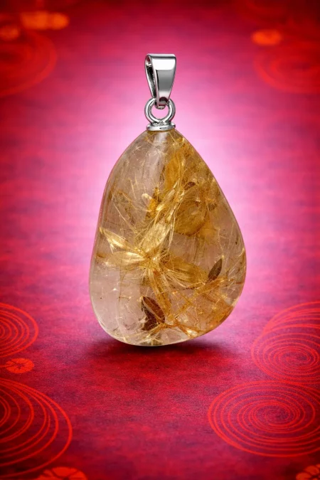 Colgante rodado de cuarzo rutilado