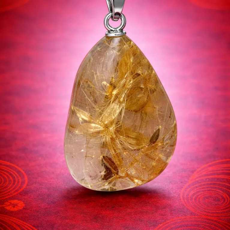 Colgante rodado de cuarzo rutilado