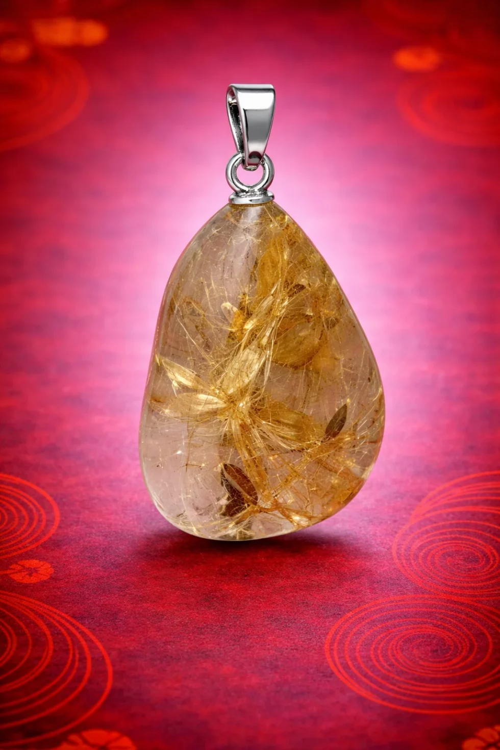 Colgante rodado de cuarzo rutilado