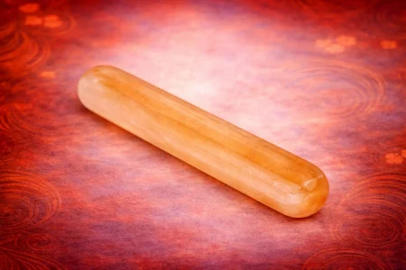 Masajeador doble de cuarzo sanador dorado pequeño