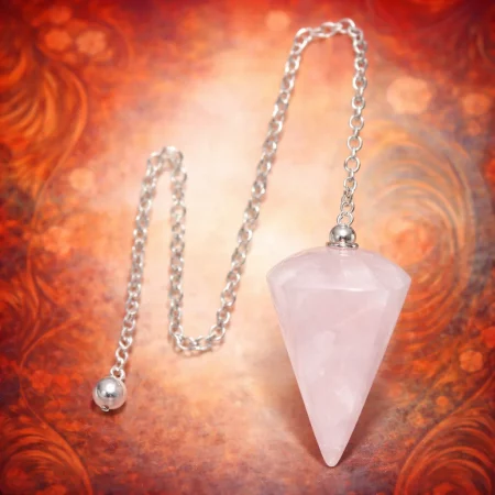 Péndulo facetado de cuarzo rosa